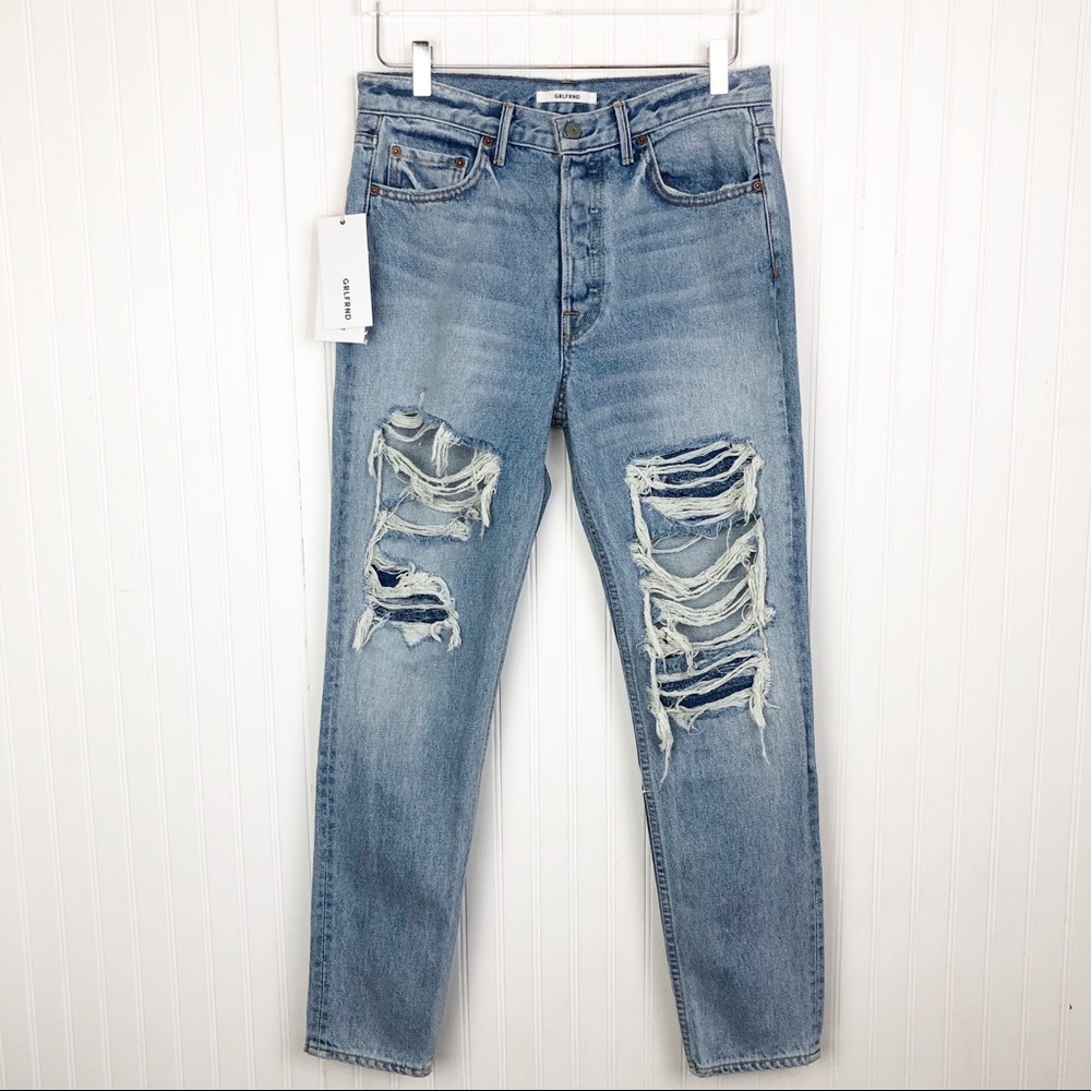 GRLFRND Karolina Hi Waisted Distressed Jeans - Picture 3 of 8